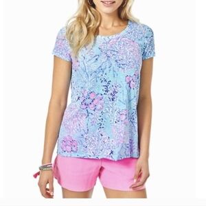 Lilly Pulitzer Etta Tee  Blue Ibiza Now You Sea Me Top Sz.M